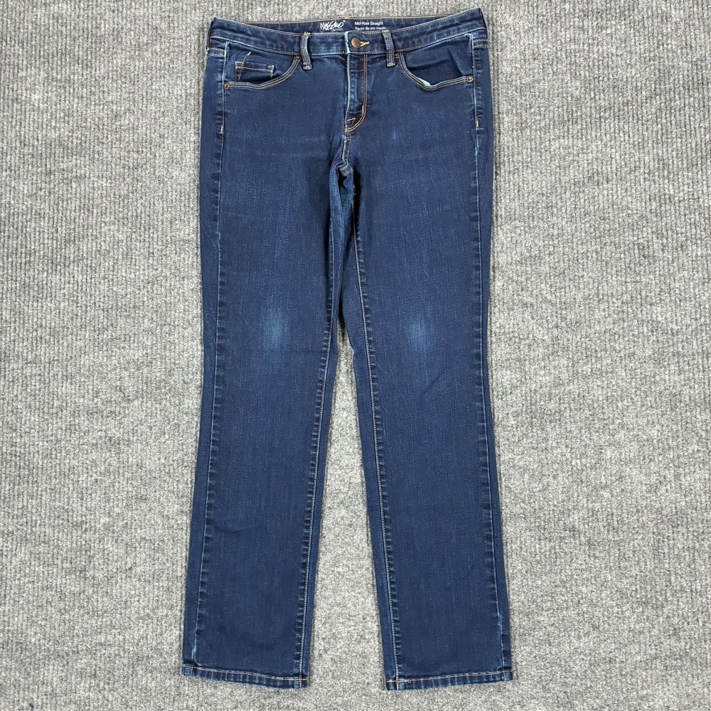Mossimo Denim Mid Rise Straight Jeans Womens 8R/29 Blue Super Stretch